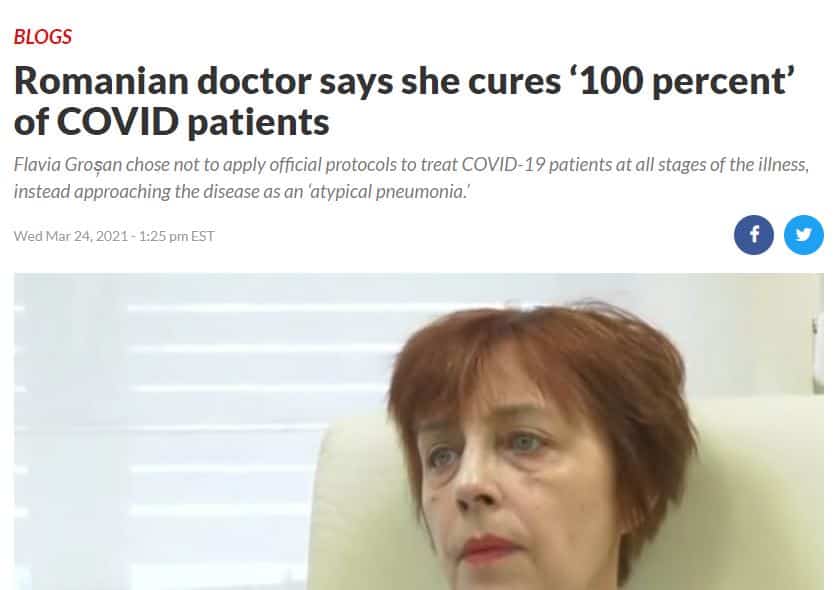 Schema de tratament a Dr. Flavia Groșan a trecut Oceanul: un cunoscut site AMERICAN îi dedică un amplu material medicului român