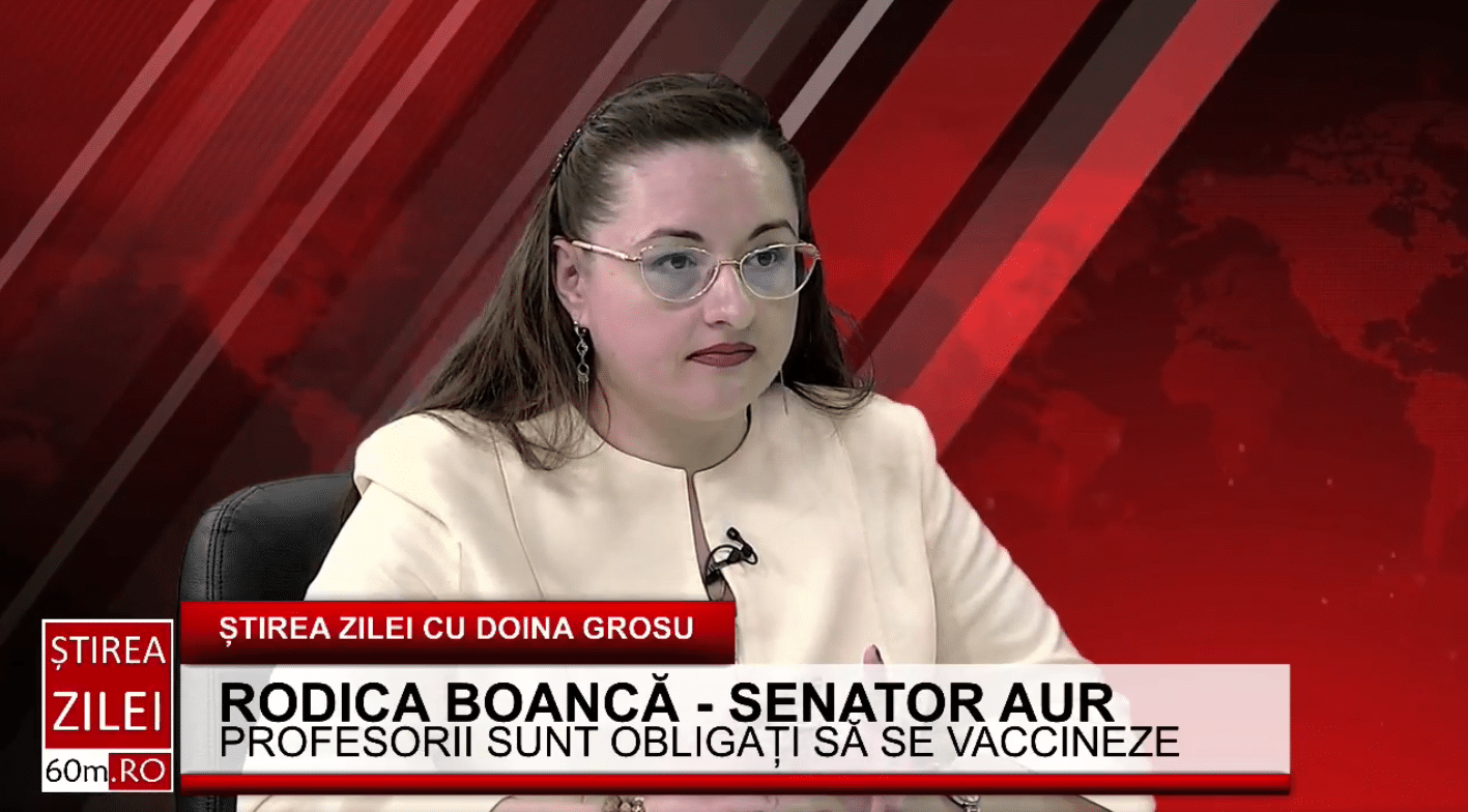 Rodica Boancă(AUR): „Domnul Cîțu și doamna ministru Mihăilă îmi recomandă să îmi vaccinez copilul, fără ca ei să aibă studiile necesare în privința asta. România nu mai are specialiști?”