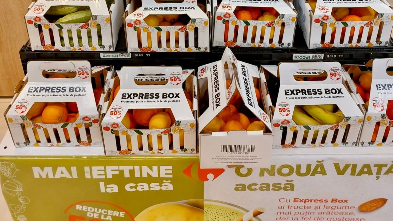 Carrefour a lansat Express BOX, cutia anti-risipă cu fructe și legume coapte, la  jumătate de preț