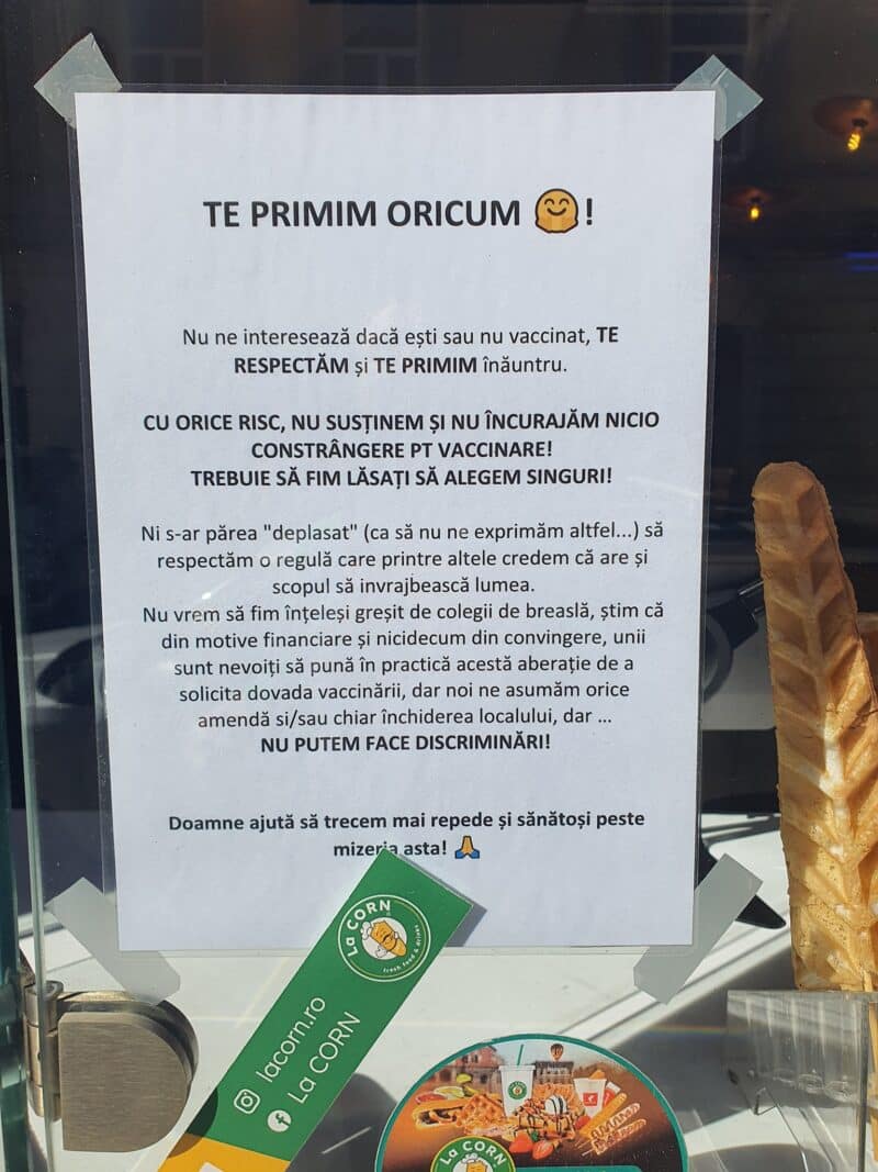 Restaurantul „La Corn” din Brașov anunță că nu face discriminări: Te primim oricum!