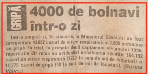 3809 de bolnavi de gripă, în ziua de 17 ianuarie 1996 – CRITICII.RO